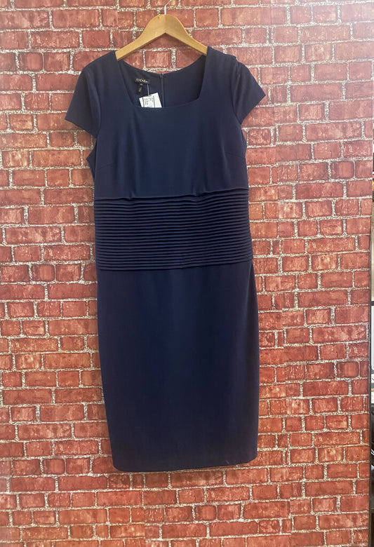 Escada Pleated Waist Dress Size 40 (M) Navy Blue