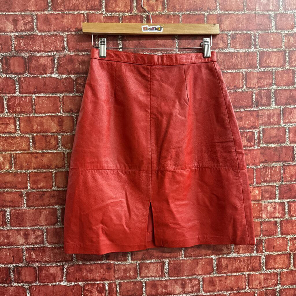 Avon Red Leather Skirt Ladies Size 24