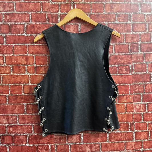 Black Leather Vest Chain Details