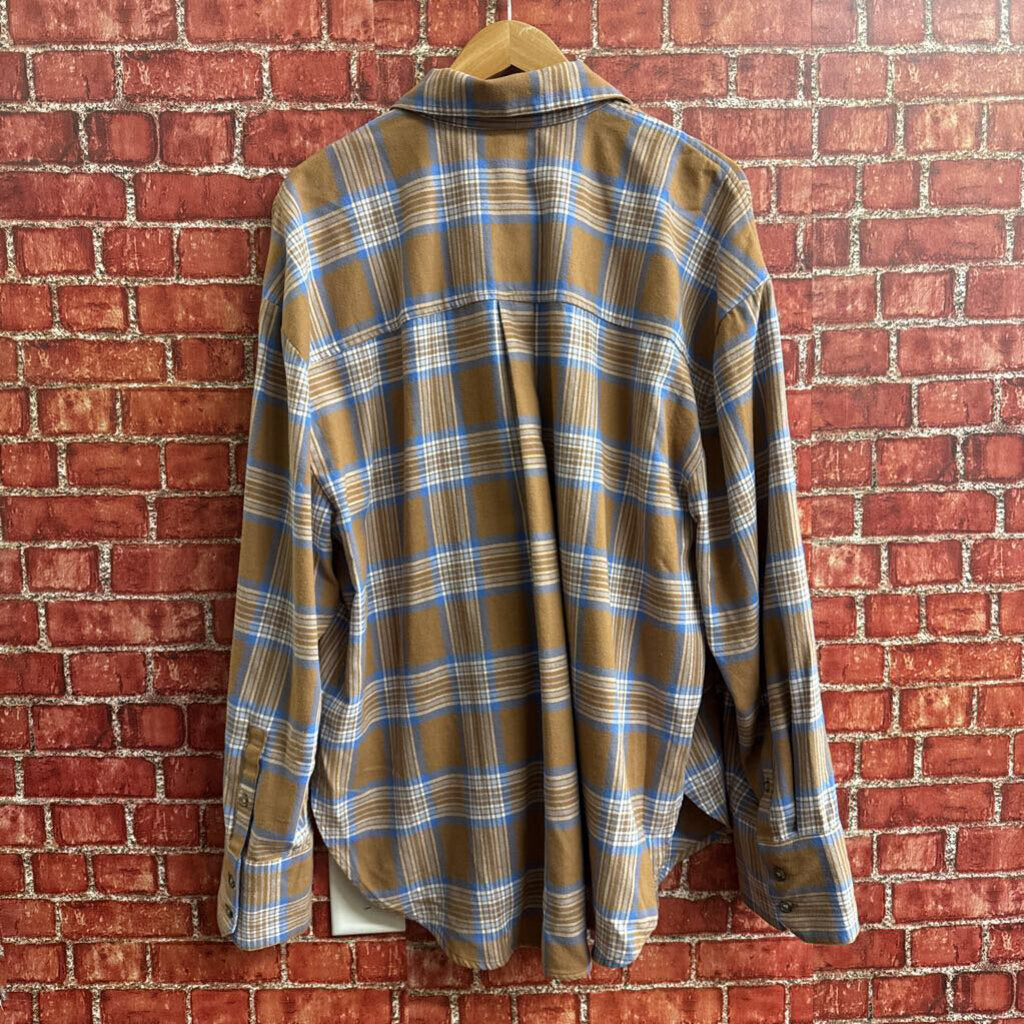 NWT Madewell Brown Plaid Flannel Shirt Ladies Size 2XL