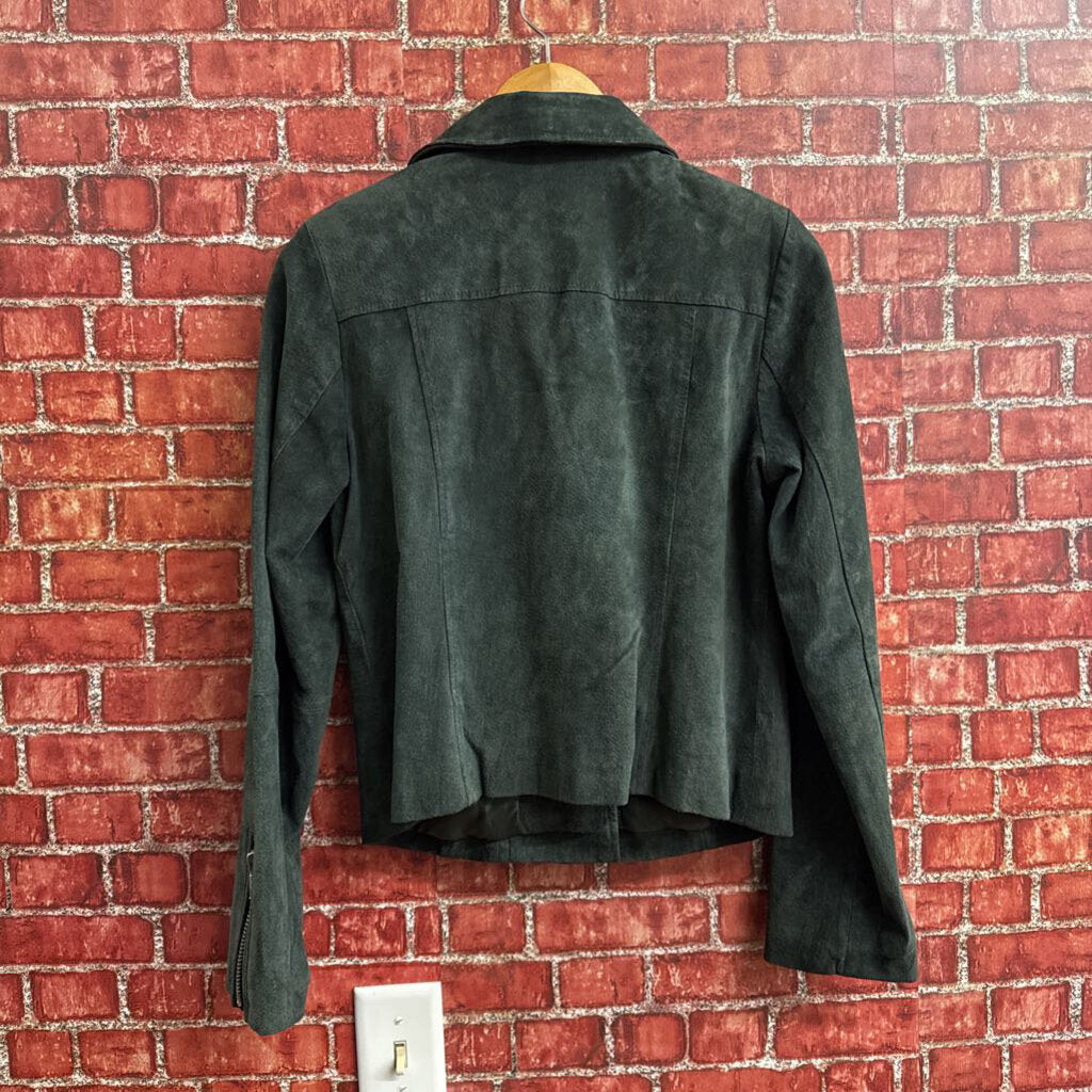 Tokyo Darling Suede Moto Jacket Dark Green Ladies Size M