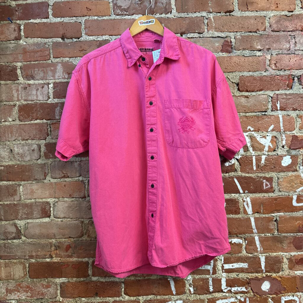 Exchange Unlimited VTG Button Down Short Sleeve Pink! Size L