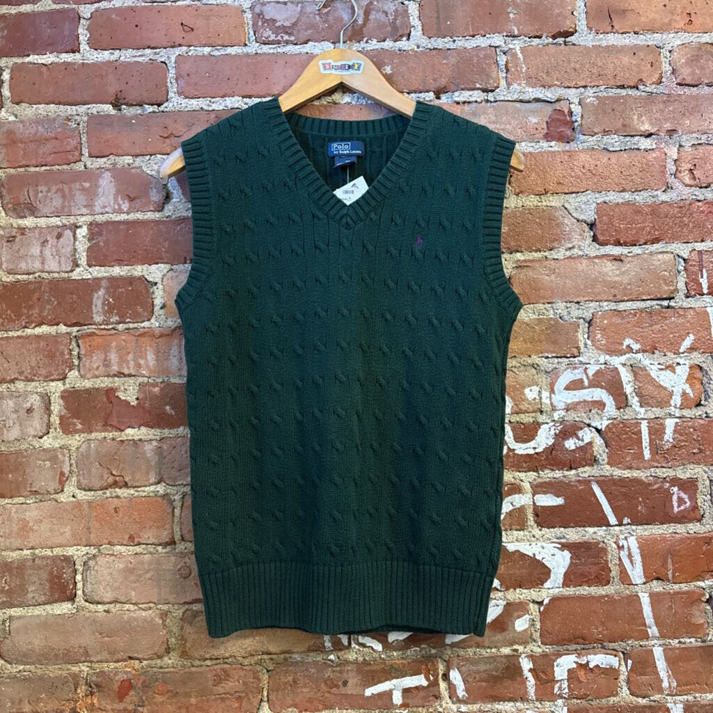 Polo RL Green Cable Knit Sweater Vest Men's Size S