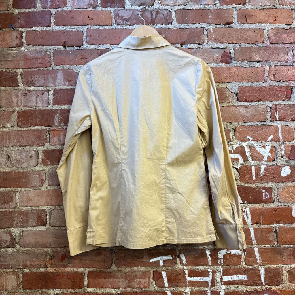 Reserve Privee Brown Drawstring Button Up Top Ladies Size S