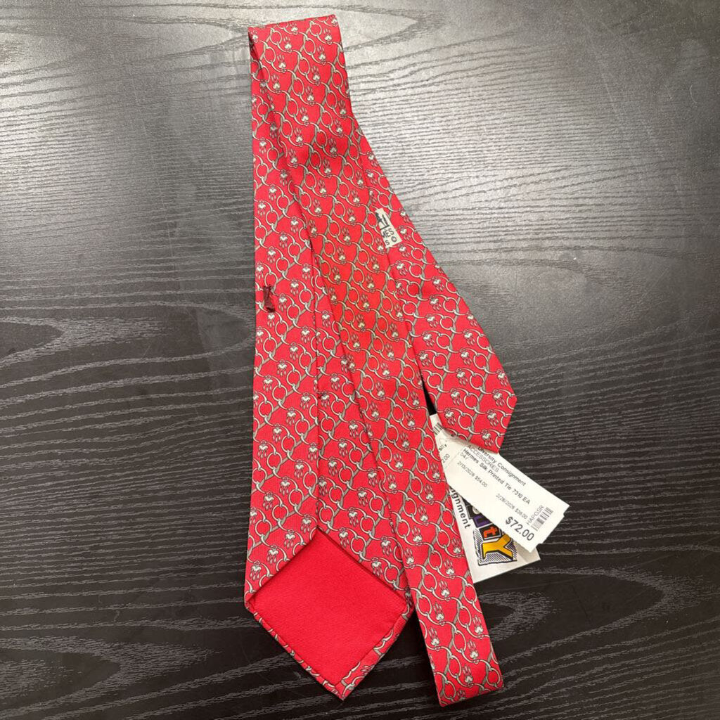 Hermes Silk Printed Tie 7310 EA Red