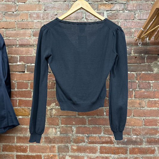 Whistles Black Bow Ribbon LS Top Size M