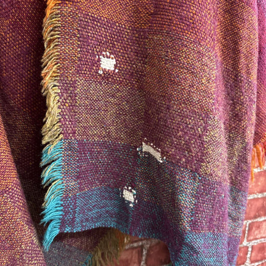 Poncho/Shawl Handwoven Wool Multi