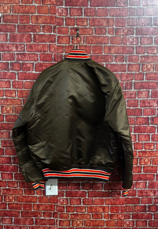 NFL Satin Bomber VTG Browns Brown/Orange Size L