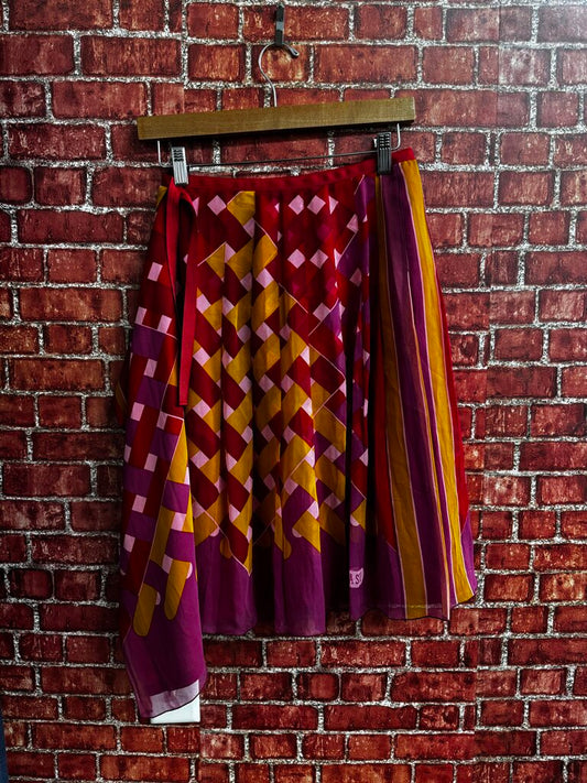 Anna Sui Red Silk Skirt Size 2