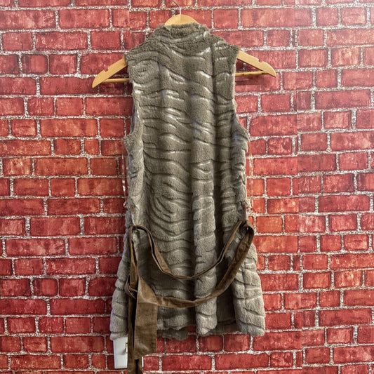 Mustard Seed Fur Long Vest Grey Size D2(S0