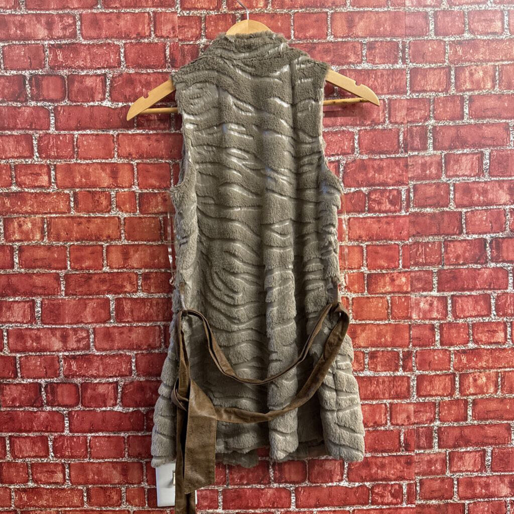 Mustard Seed Fur Long Vest Grey Size D2(S0