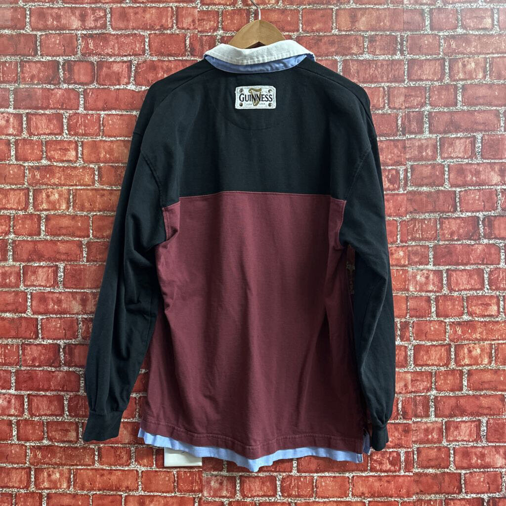 Guiness Red & Black LS Rugby Shirt Size L