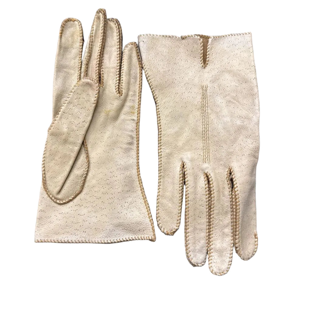 Vintage Deerskin Brown Leather Gloves Size 7 (S)