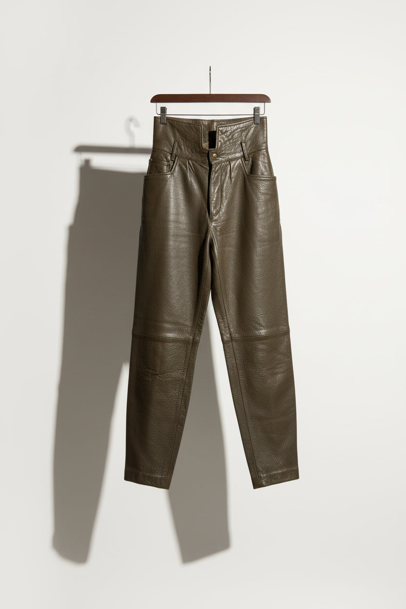 Freego USA Leather Pants High Waist Brown Size 29