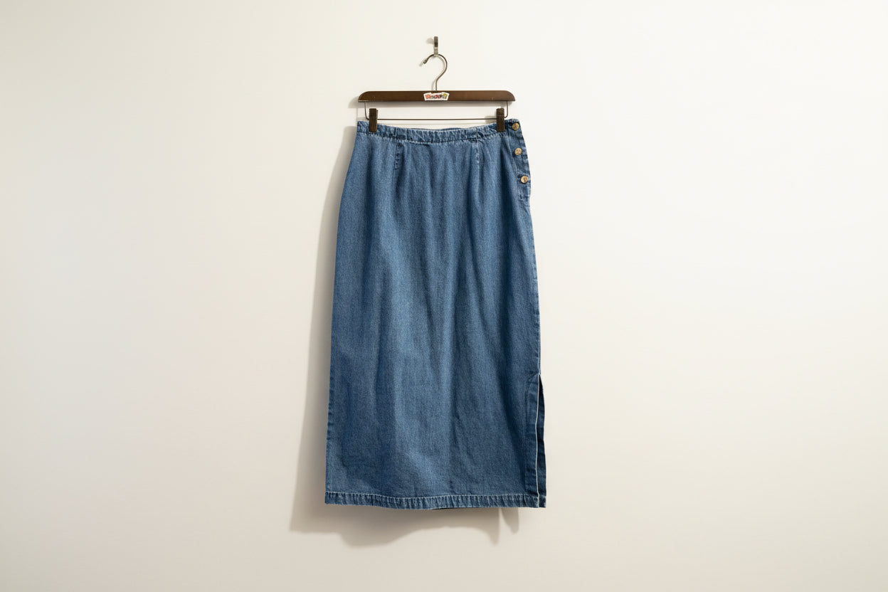 Vintage Eddie Bauer Blue Denim Maxi Skirt Size 8