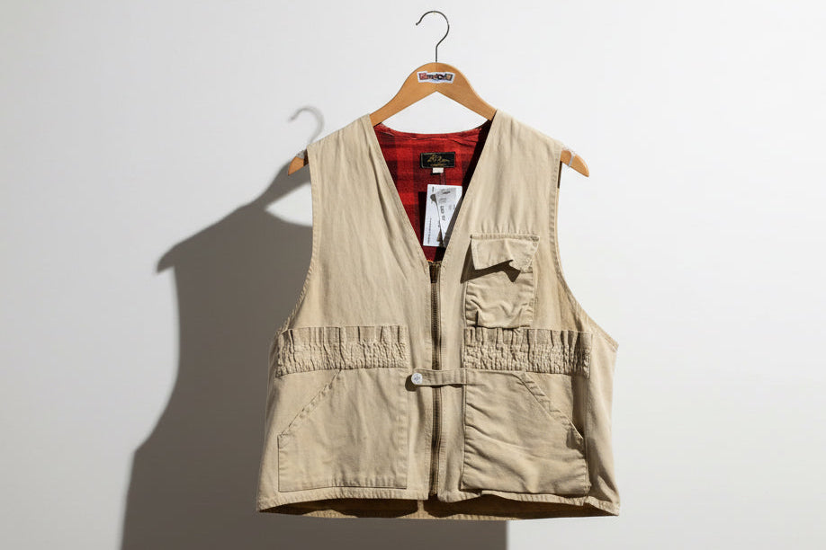 LL Bean Vintage Duck Hunting Vest Canvas Flannel Lined Tan Size M