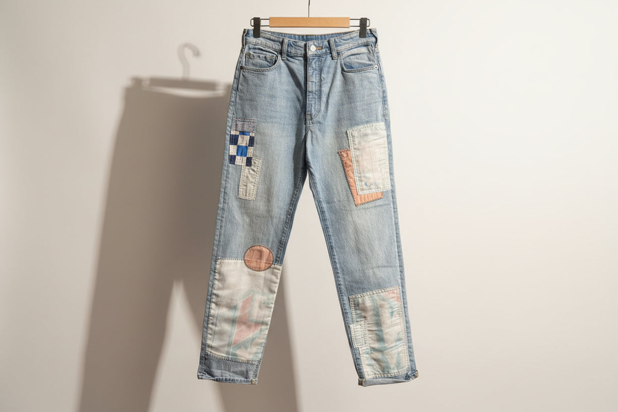 Pilcro Jeans Patches Blue/White/Pink Ladies Size 25