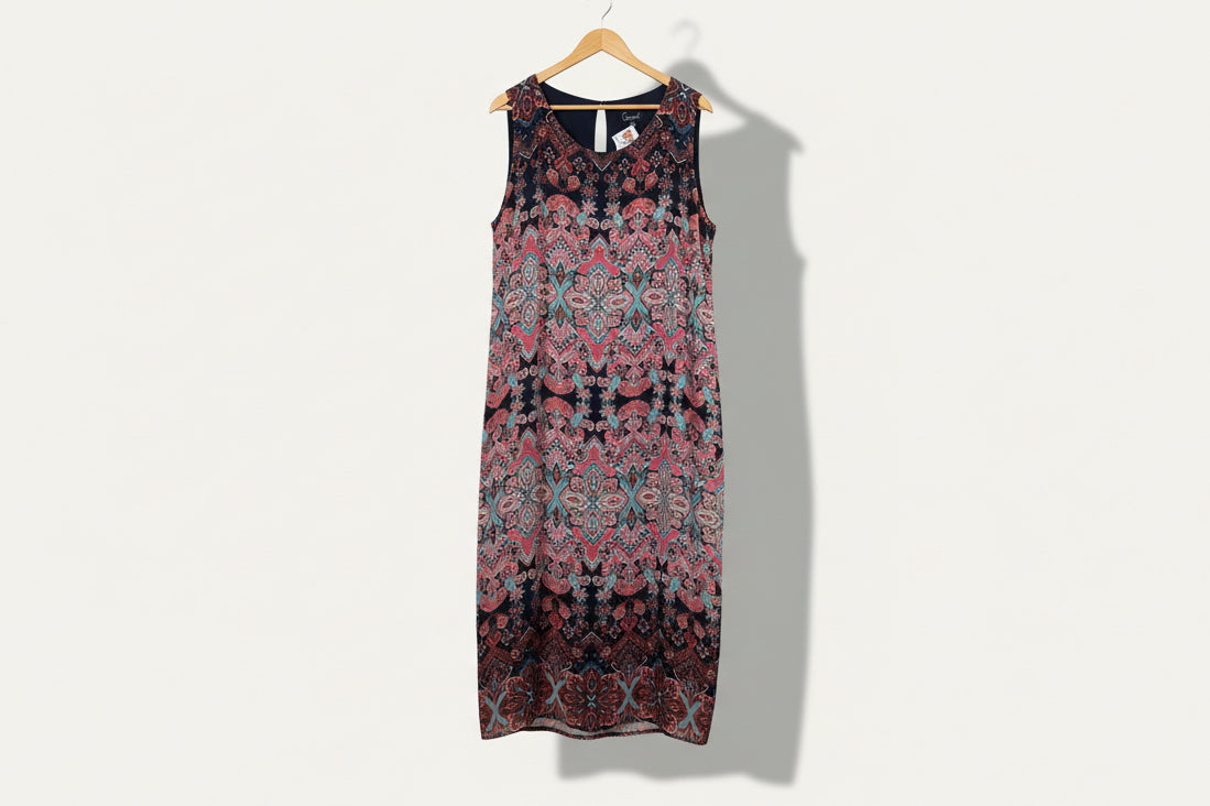 Connected Apparel Tank Dress Floral Pink/Navy Size 18W