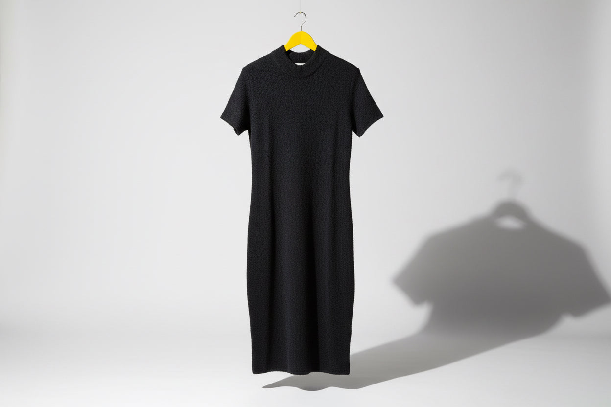 NWT Black Maxi Dress Short Sleeve Knit Grey Size M