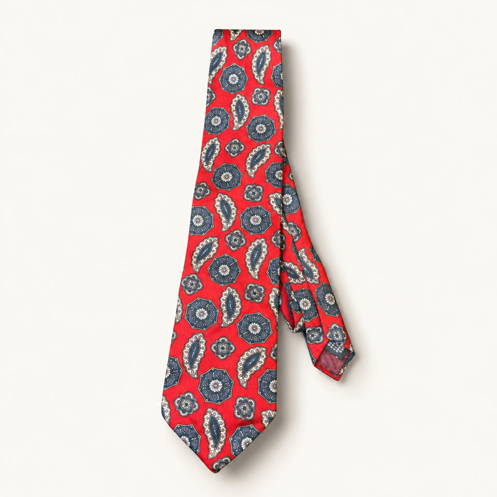 Christian Dior Vintage Red & Blue Paisley Tie