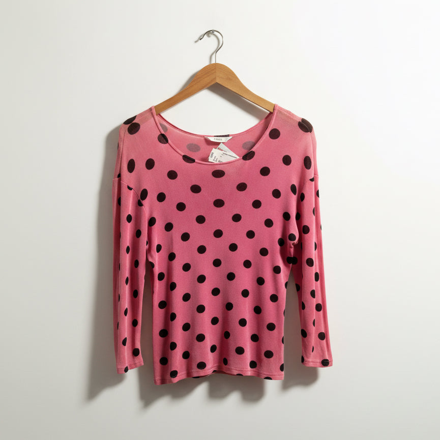 Fiore Polka Dot Pink Top Ladies Size M