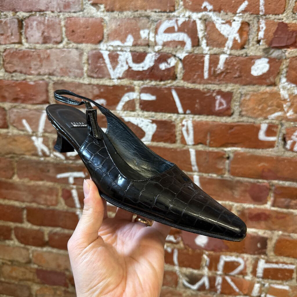 Stuart Weitzman Black Embossed Heels Size 6L