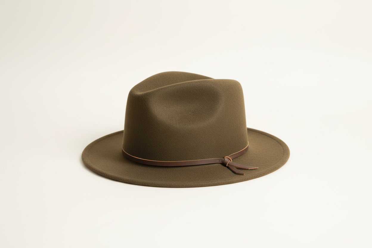 Yellow 108 Brown Wool Fedora Hat Size XL