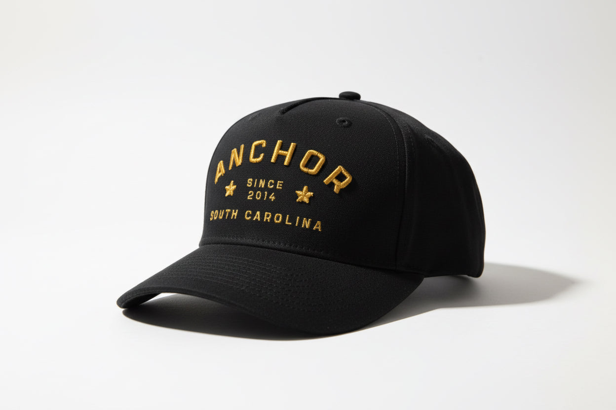 Anchor Black Snapback Hat