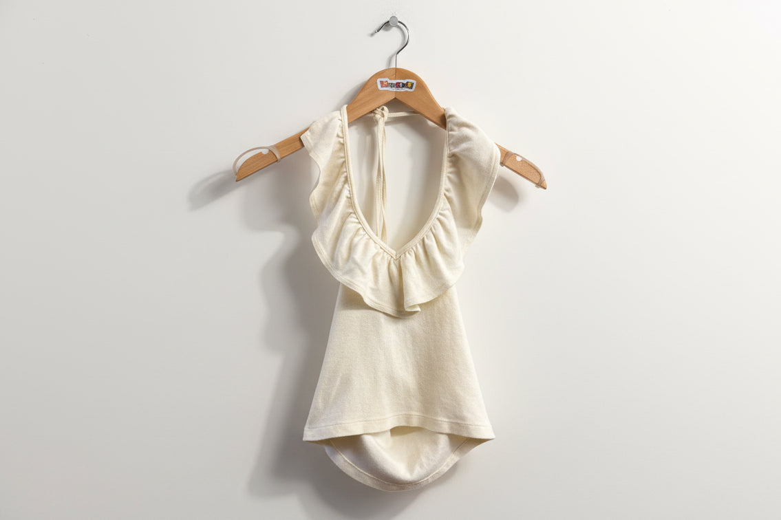 Vintage 50s Beachy Top Set CReam Size D1