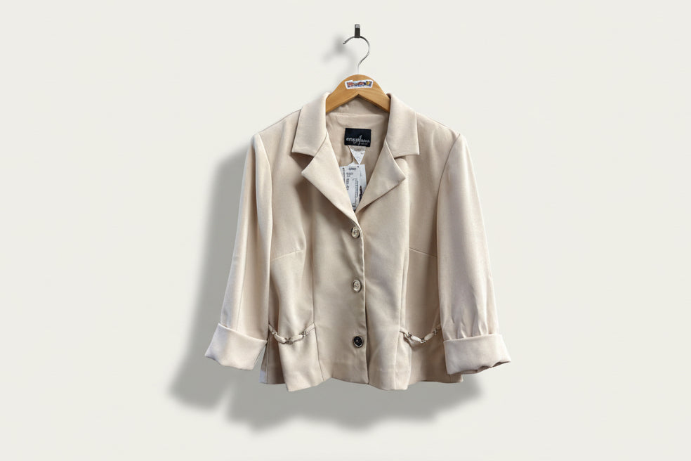 Positive Attitude Vintage Blazer X Belt Tan/Silver Ladies Size Petite Medium