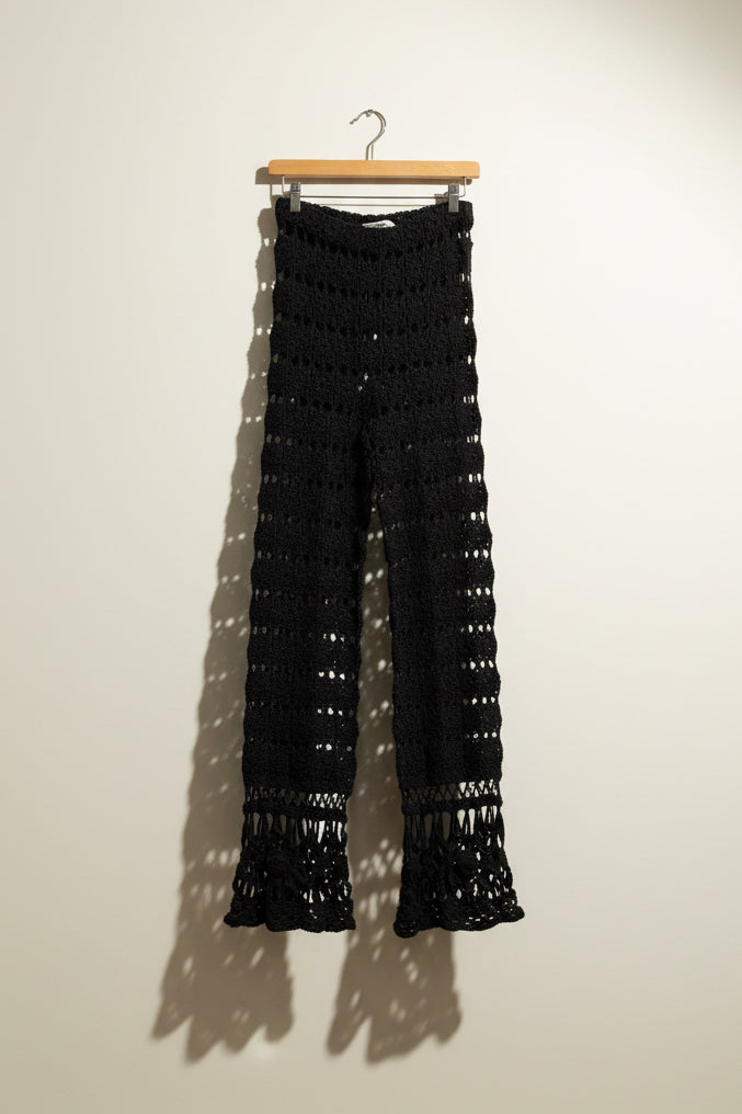 Vivienne Tam Crochet Pants See Through Black Ladies Size L