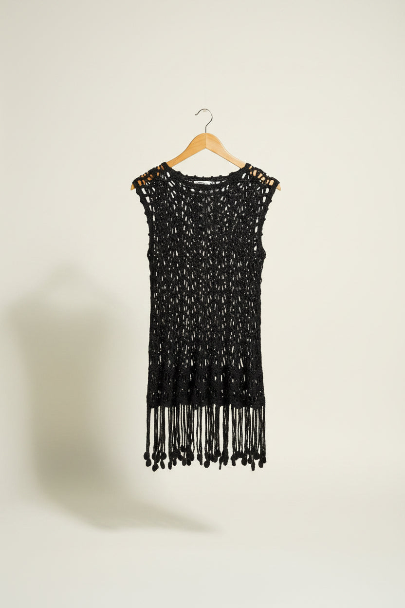 Vivienne Tam Crochet Tunic Tank Black Ladies Size 2