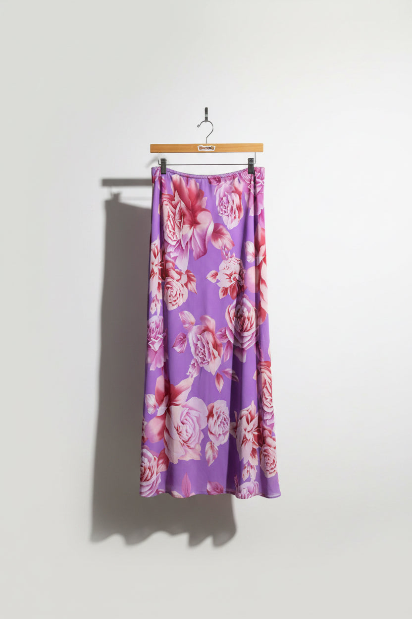 Pierre Cardin Purple Floral Maxi Skirt Size 12