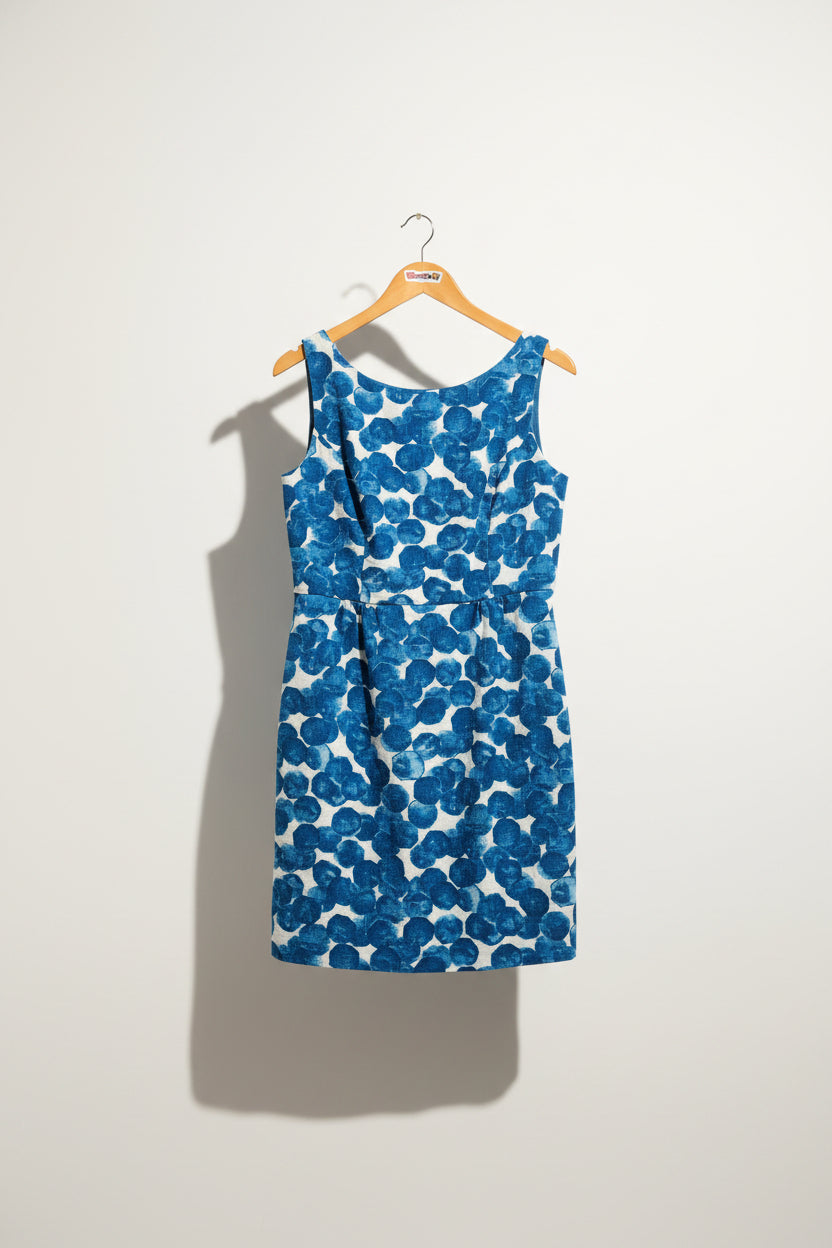 Tabitha Midi Tank Dress Abstract Dots Blue/White Size 10