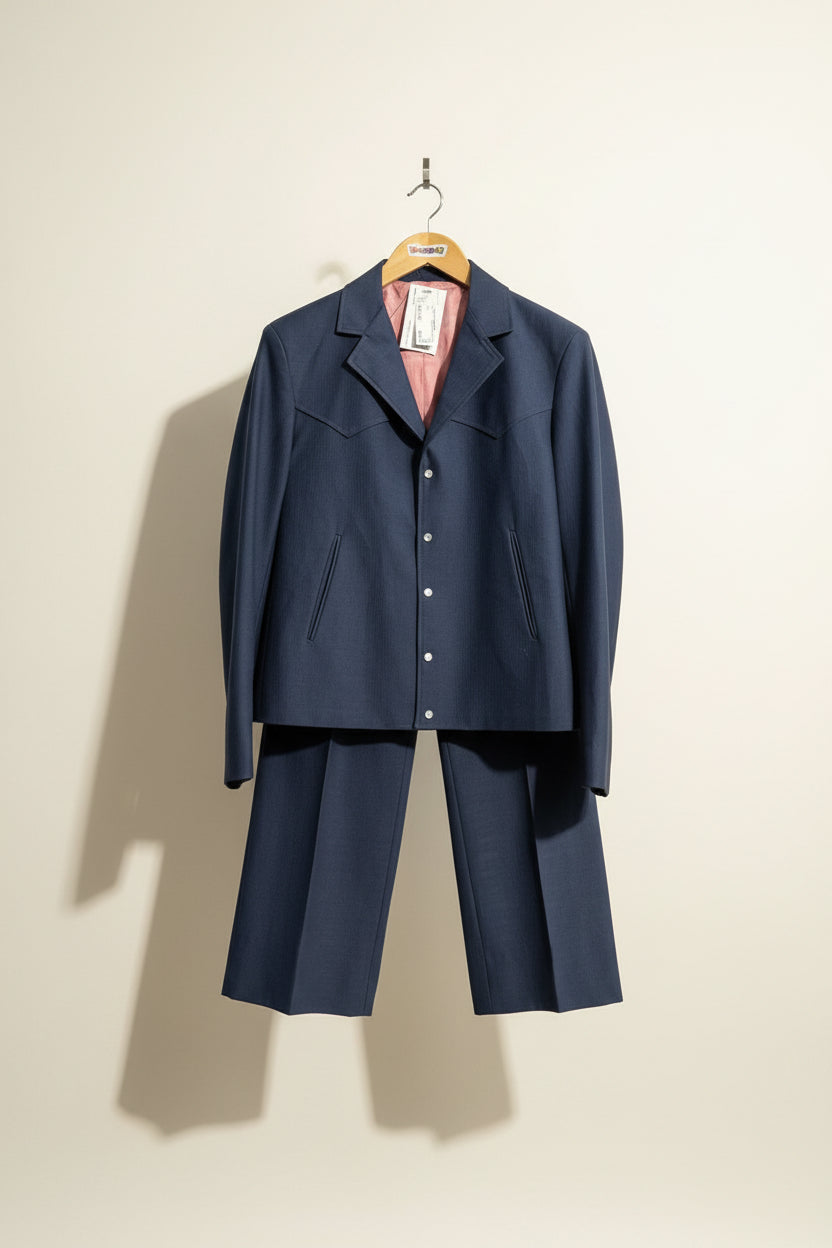 Niver Western Wear Vintage Western Suit Pearl Snaps Navy Size 40R