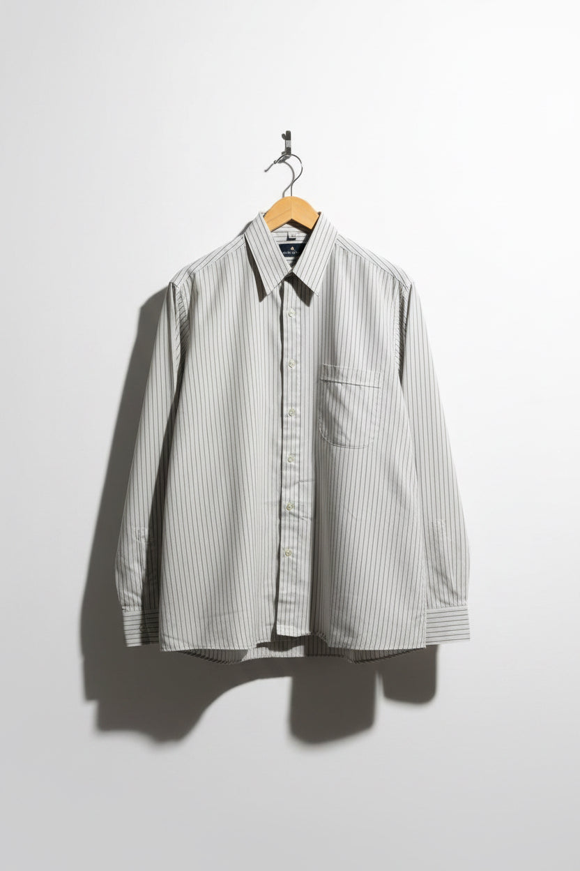 NWT Peters & Ashley Vintage Button Down Stripes Grey/Blue/Green Size 15.5