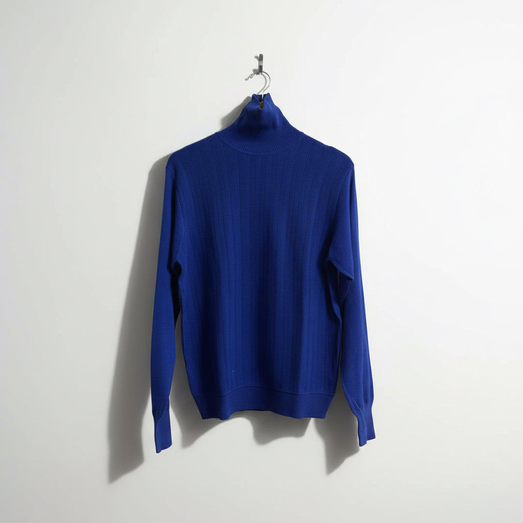 NWT Damon Vintage Turtleneck Ribbed Blue Size M