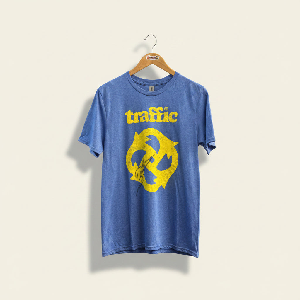 Gildan Tee Traffic Dave Mason Autograph Blue/Yellow Size M