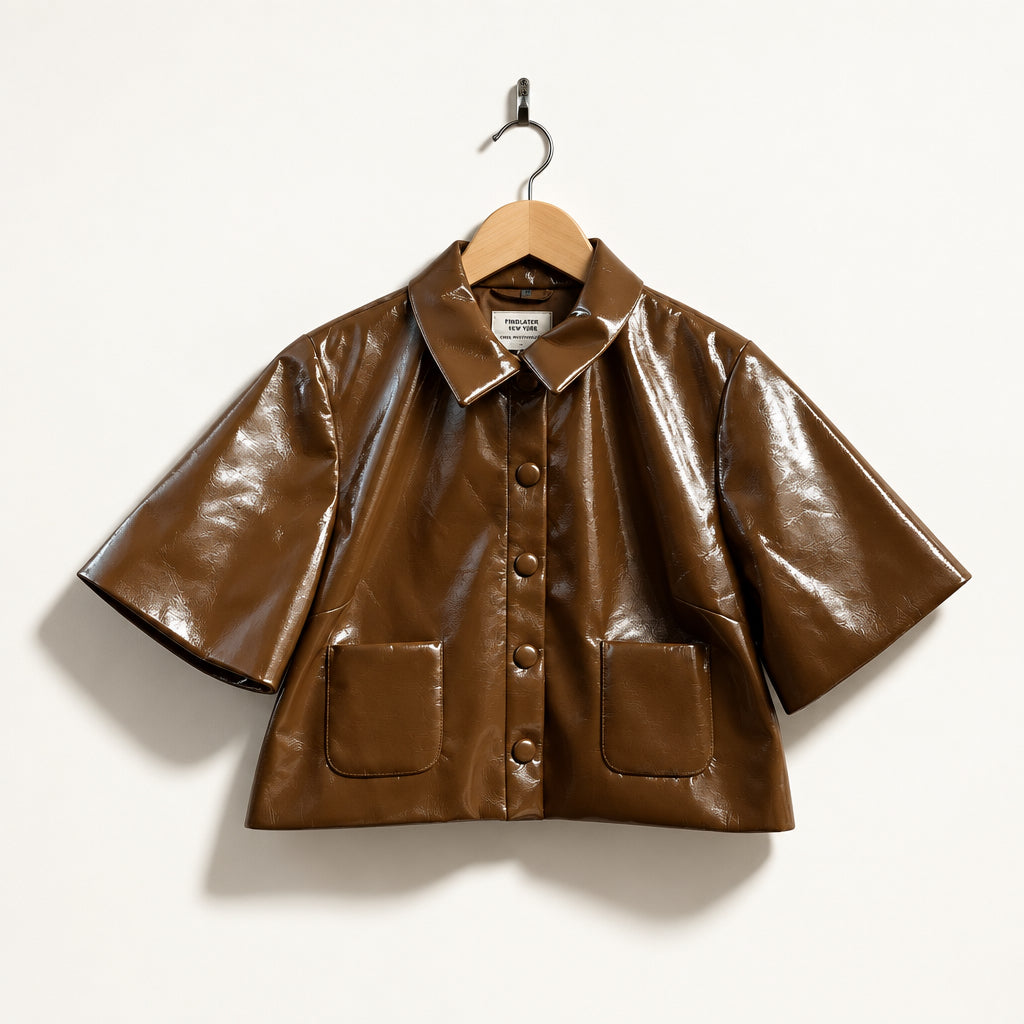 Baum Und Pferdgarten "Beth" Faux leather Crop Jacket Brown Size 38