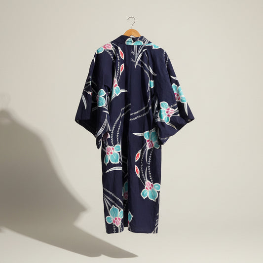 Vintage Blue Floral Kimono Size XL