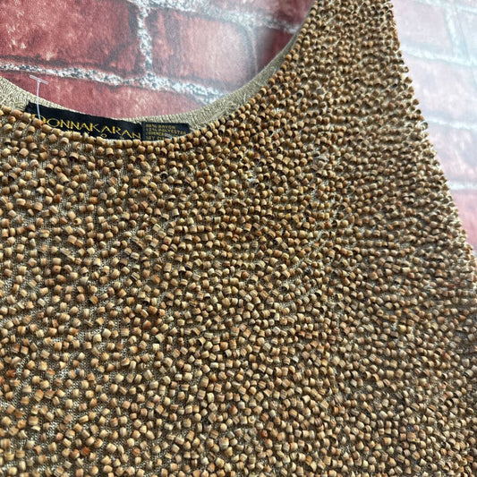 Vintage Donna Karen Brown Beaded Tank Top Size M