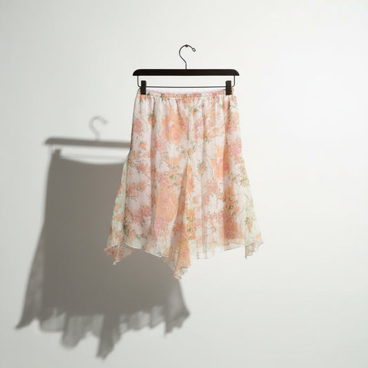 Vintage 60s Pink Lace Floral Mini Skirt Slip Ladies Size S