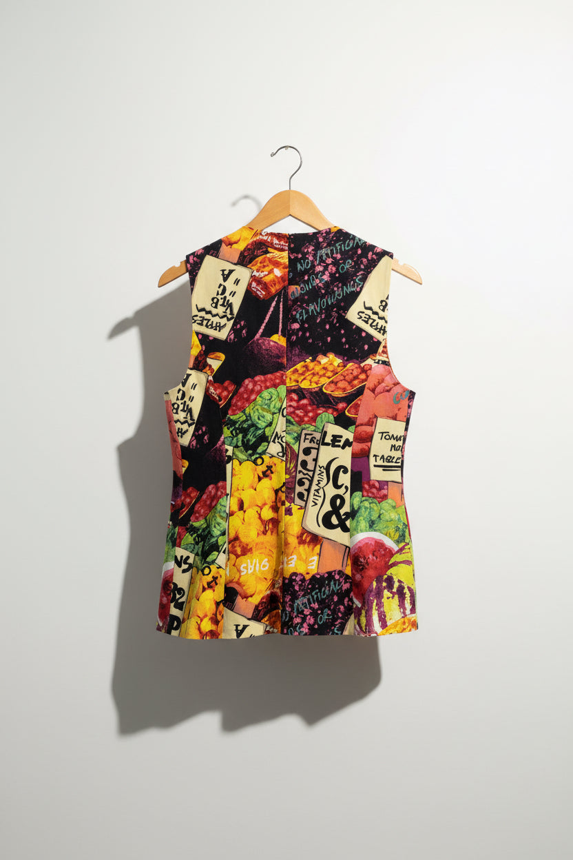 Iceberg Silk Fruit & Veggie Stand Vest Ladies Size XS/S