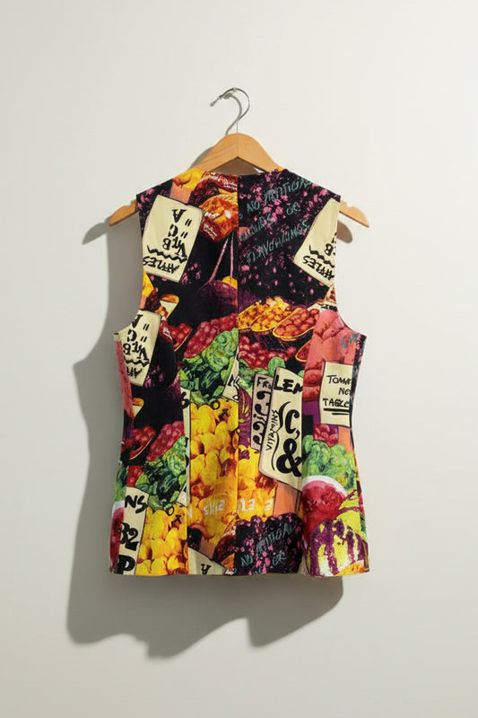 Iceberg Silk Fruit & Veggie Stand Vest Ladies Size XS/S