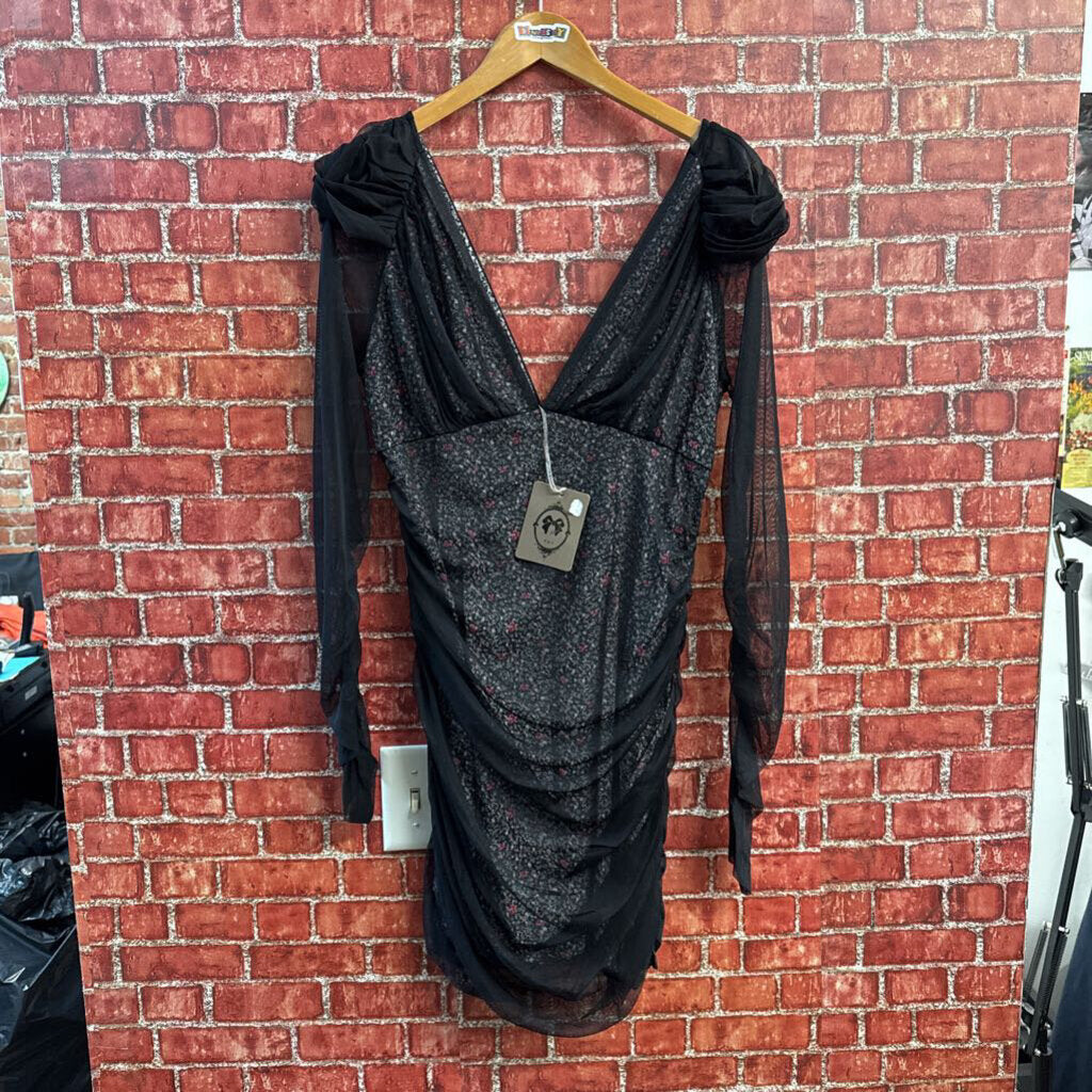 NWT TOV Black Sheer Mesh Mini Dress Size XS