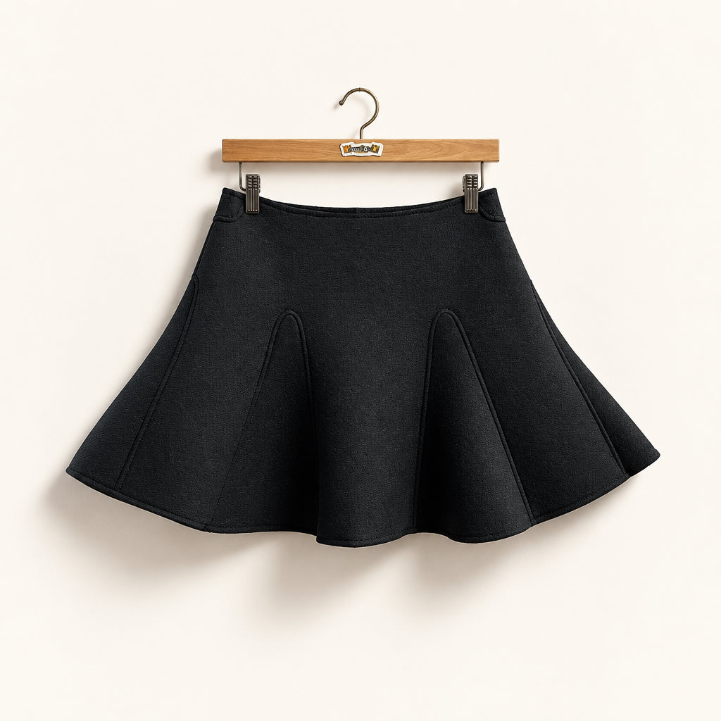 NWT PorteMode Black Structured Mini Skirt Size S