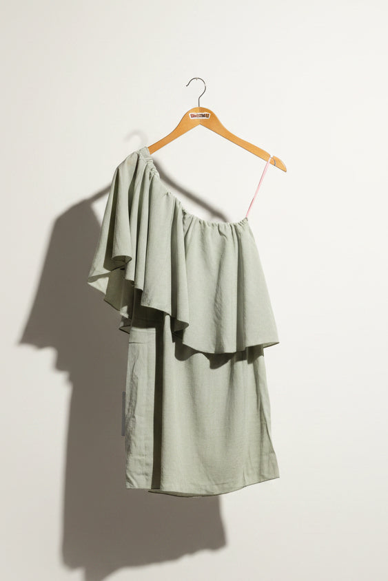 NWT DREW Grey 1 Shoulder Mini Dress Size 8