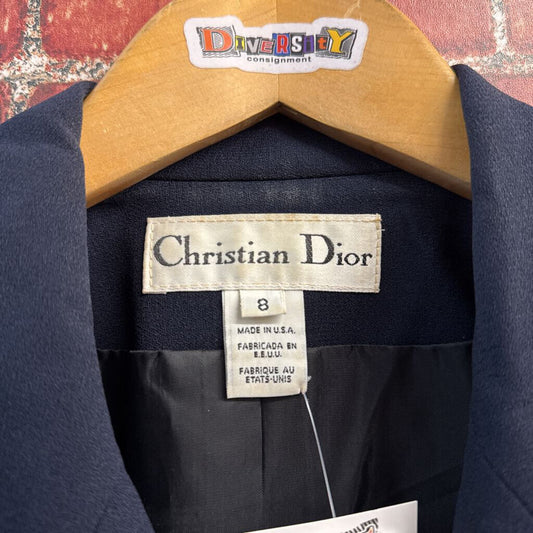 Christian Dior Vintage Blazer Blue + White Ladies Size D4+