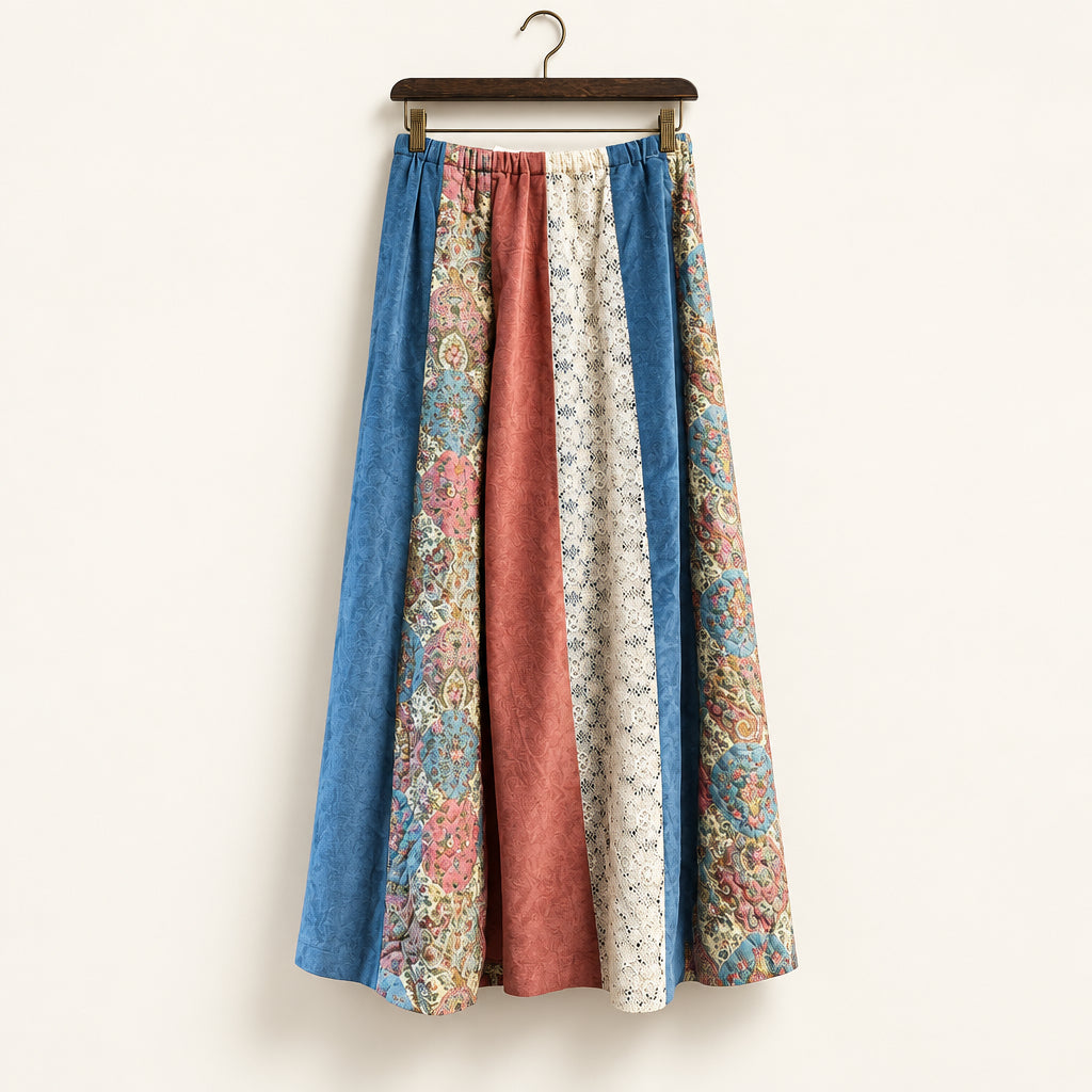 Vintage Hand Made Multi Panel Maxi Skirt Size L