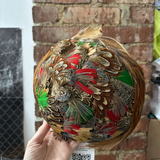 Vintage Pheasant Headpiece Hat Brown Multi